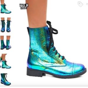 Mermaid teal combat boots